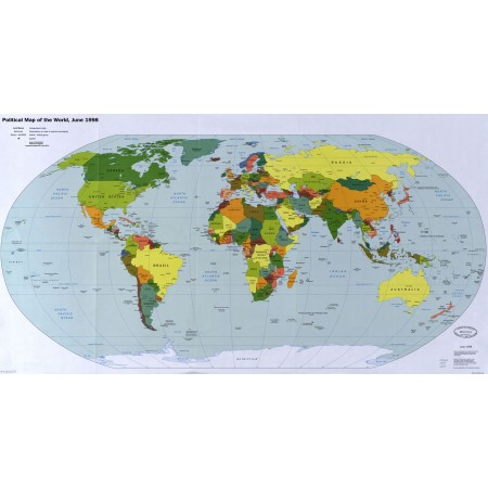Political Map of the world 24"x45" Poster Political and Physical Maps 1998