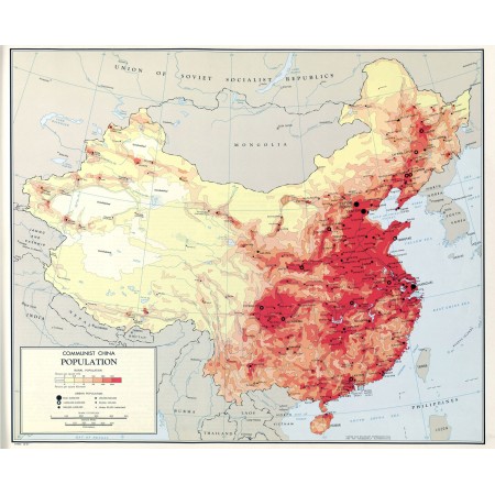 Communist China-1967, Rare Vintage and Modern Maps 24"x30" Photographic Print Poster Large scale detailed population map