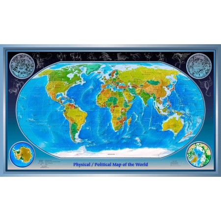 Map of the World 2007 Photographic Print Poster 24"x40" Political and Physical 