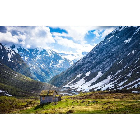 Norway Large Poster Most Beautiful Places House plain, snow mountains