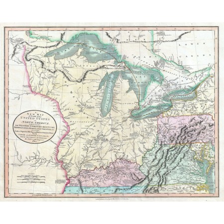 Rare Vintage and Modern Maps 24"x30" Poster Great Lakes and Western Territory Geographicus-1805