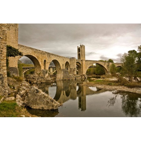 Old bridge Catalonia Photographic Print Poster Most Beautiful Places in Spain Pont Vell de Besal