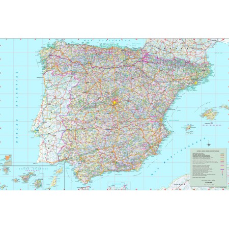 Espana   Photographic Print Poster Spain large detailed map with cities and towns
