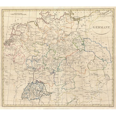 Deutschland Celement Cruttwell Photographic Print Poster 24"x27" Art Print Map of Germany Geographicus 1799