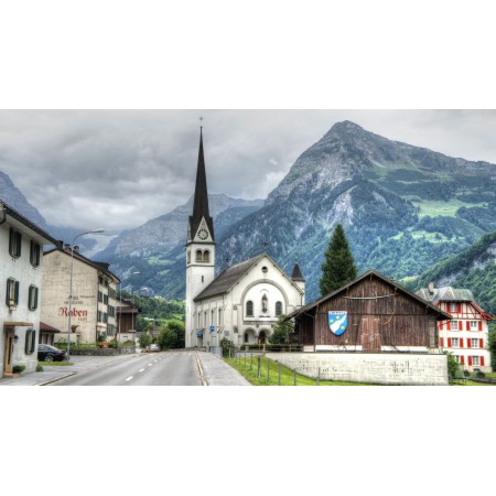 The city of Glarus 24"x43" Photographic Print Poster Most Beautiful Places in Switzerland 
