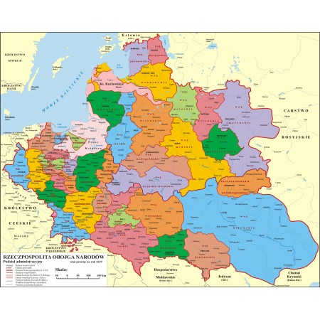 Polish-Lithuanian Commonwealth in 1619 Map 24"x30" Poster Poland Art Print