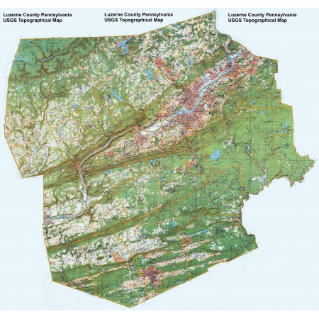 Topographical map Hunlock Creek in Luzerne County,  25"x24" Photographic Print Poster Pennsylvania