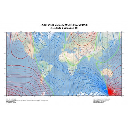 World Magnetic Declination   Poster Political Topographical and Physical Maps of USA
