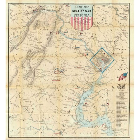 24"x26" Civil War Battle Map 1862 Photographic Print Poster USA Northern Virginia Art Print