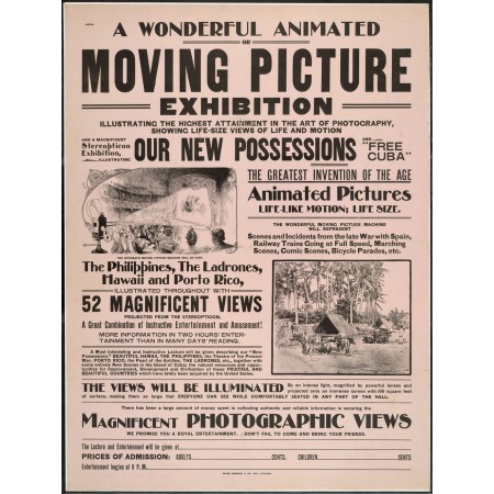 A wonderful animated or moving picture Abstract medium Vintage 24"x32" Poster from 1920s to present, reproduction. 