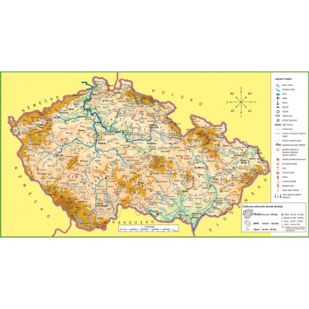 Czech Republic, 24"x45" Photographic Print Poster large detailed tourist map