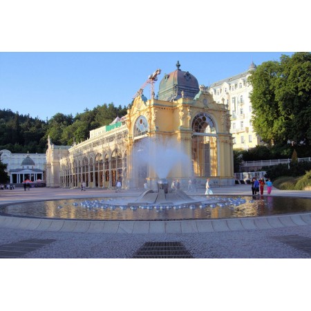 The Singing Fountain and Colonnade, Photographic Print Poster Most Beautiful Places in Czech Republic,  Marianske Lazne