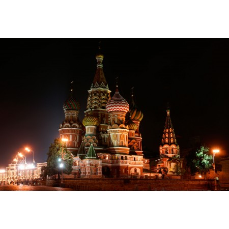 Saint Basil's Cathedral Photographic Print Poster. Most Beautiful Places in Russia Moscow at night