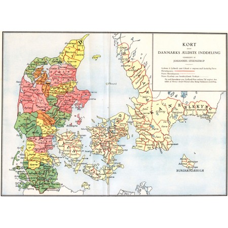 Denmark 24"x33" Photographic Print Poster Administrative division in medieval times