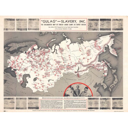 Gulag Soviet Union 24"x18" Photographic Print Poster - The documented map of forced labor camps 