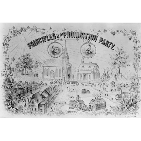 1888 Prohibition Party Platform. 22"x15" Vintage Art Poster. Reproduction