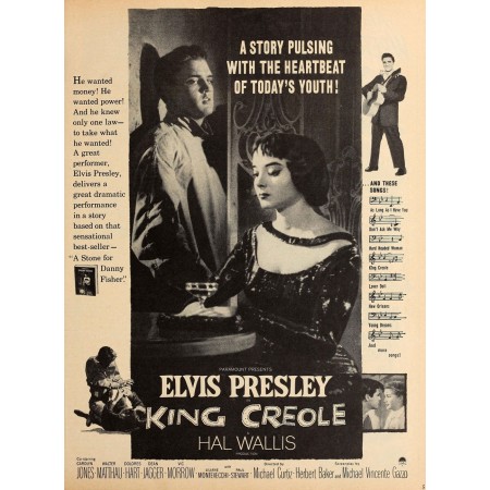 King Creole advertisement - Photographic Print vintage posters from 1920s to present. A Story Pulsing With The Heartbeat of Today's Youth! Modern Screen, August 1958