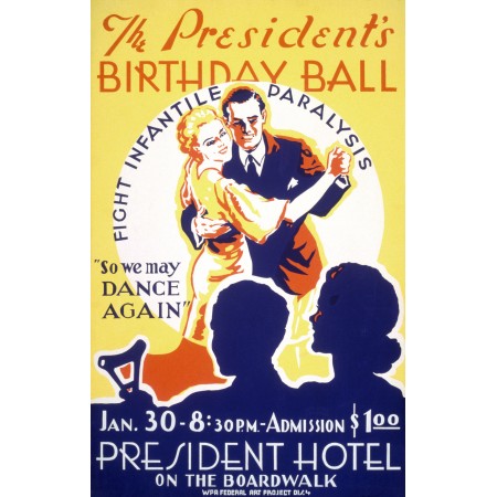 Vintage Art Posters Reproductions, Photographic Print Presidents Birthday Ball 1939