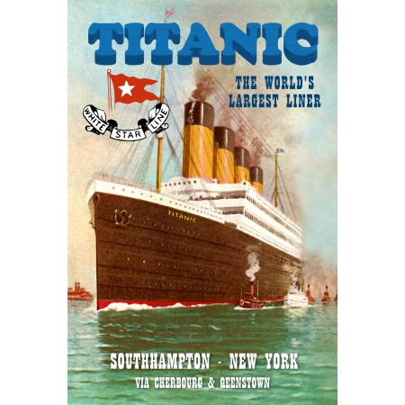 Titanic White Star Line Cruise Ship Vintage Art Print Advertisement Poster