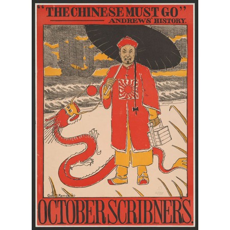 The Chinese must go. 24"x16" Vintage Art Poster Andrews' history. October Scribner's