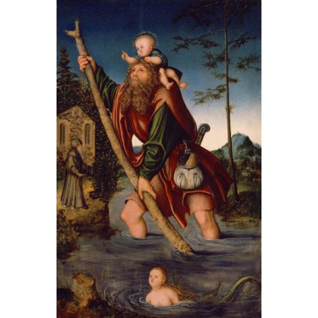 Saint Christopher 12"x18" Art Print Poster Cultural Art Around the World Lucas Cranach the Elder