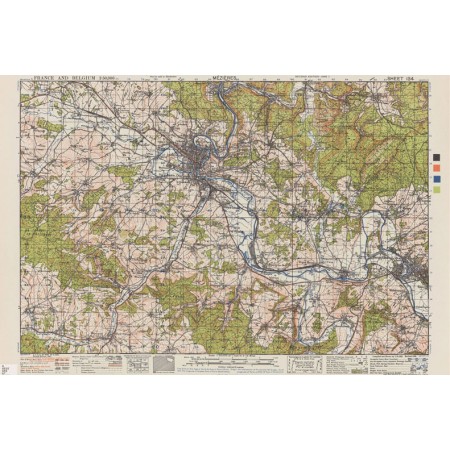 France and Belgium 1944 24"x36" Poster Topographic Map