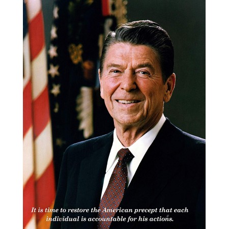 Ronald Reagan, Political Quotes Photographic Print Poster It is time to restore the American precept that each individual is accountable for his actions. 