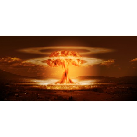 Nuclear Bomb 24"x50" Photographic Print Poster Atomic Weapon Explosion Over a City