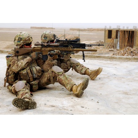 A sniper team Photographic Print Poster U.S. Military Forces 2nd Battalion, 23rd Infantry Regiment from Joint Base Lewis McChord - Photo by Sgt. Shane Hamann