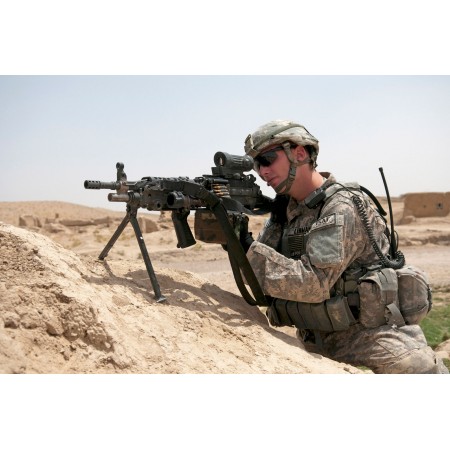 U.S. Military Forces Photographic Print Poster Army rifleman provides security at a village in the Zab