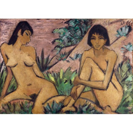 Dos desnudos femeninos paisaje 24"x17" Art Print Poster European Art