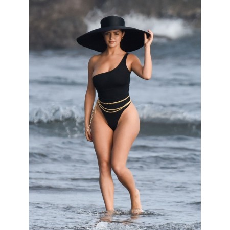 Demi Rose 20"x15" Photographic Print Poster - underbust swimsuit, hat, beach, see