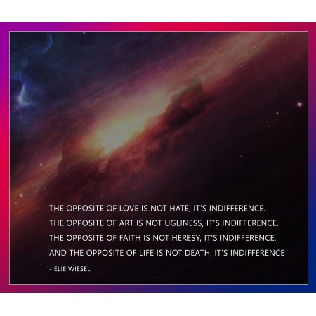 Love Quotes Photographic Print Poster The opposite of love is not hate, it's indifference. The opposite of art is not ugliness, it's indifference€¦ Elie Wiesel