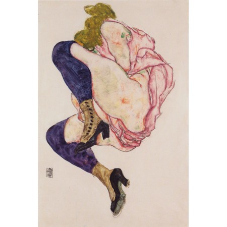 Egon Schiele -  Art Print Poster Kniende mit hinunter gebeugtem Kopf-Kneeling with head bowed down 1915