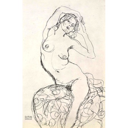 Gustav Klimt 16"x24" Art Print Poster Seated Nude, 1914-16