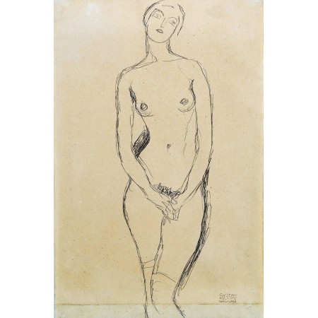 Egon Schiele 24"x16" Art Print Poster Standing female nude seen from the front