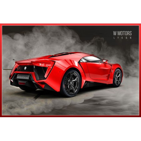 Cars Lykan, Photographic Print Poster Sports W Motors Rear, red