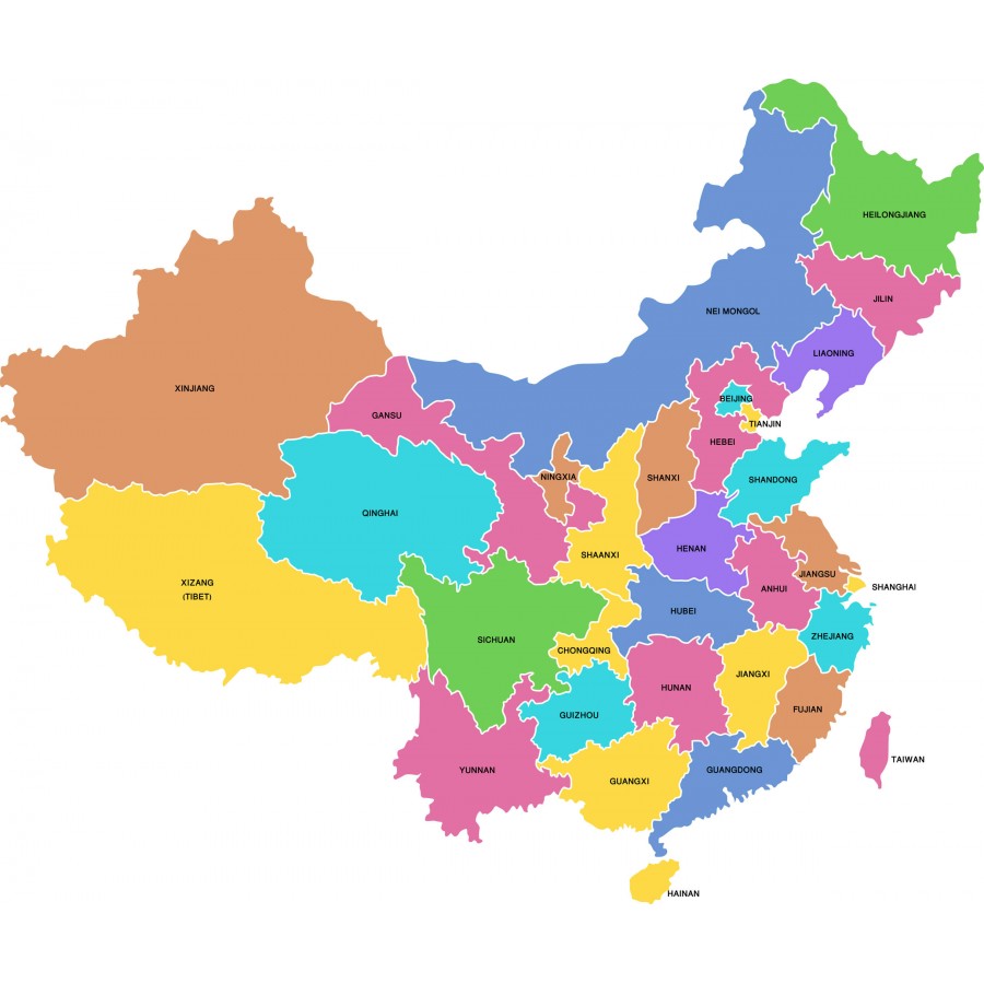 World Maps China Regions only map