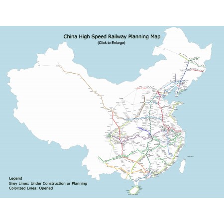 High speed railway map Photographic Print Poster 33"x24" World Maps China 