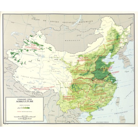 Communist China Photographic Print Poster 29"x24" World Maps large scaled agricalture map