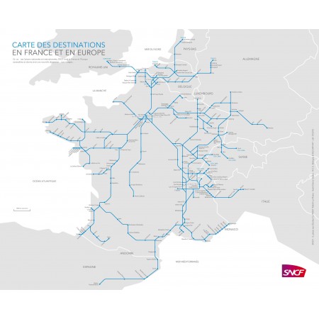 World Maps Map of TGV Train Routes and Destinations in France