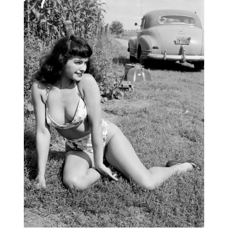 Bettie Page 18"x24" Photo Print Poster Modeling Superstar From 1950s, posing outside