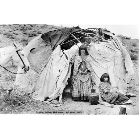 Native American Tribes, Photographic Print Poster Apache wigwam, Arizona 1881