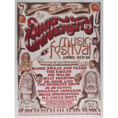 Ohio University Music Festival 24"x32" Photographic Art Print Poster Reproduction Rock Stars  1973