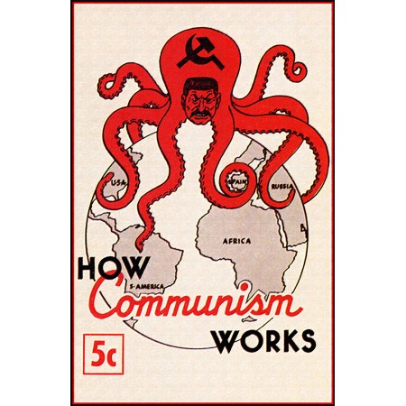 Soviet Propaganda 24"x16" Poster - How Communism Works, Josef Stalin, Octopus, Soviet