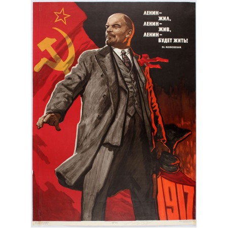 Soviet Propaganda Art Print Poster - Lenin is alive, Lenin was living, Lenin will be living