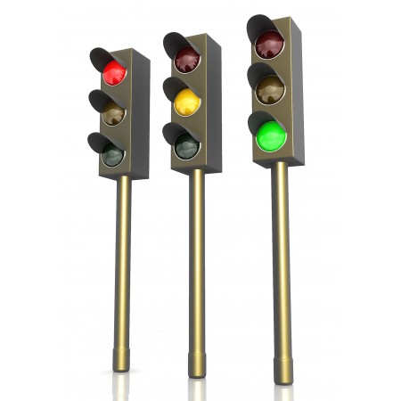 Traffic Light 24"x34" Photographic Print Poster three traffic lights with red green, yellow signals