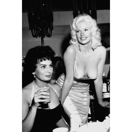 Sophia Loren and Jayne Mansfield, Art Print Poster Vintage Nude Pics - 1957 - Retro Sex Hot Photos