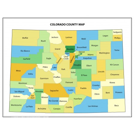 31x24in Poster Colorado County Map
