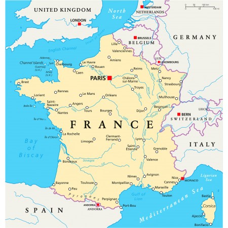 Political Map of France 24"x25" Poster World Maps 